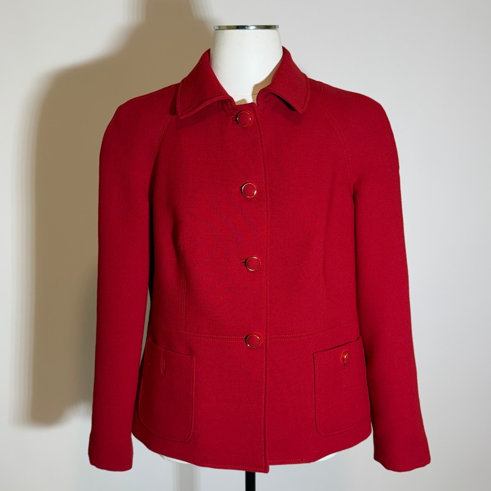 Talbots Wool Blend Red Blazer Suit Jacket Womens Size 12 Career Corporate Office